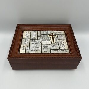 Sankyo Wooden Inspirational Music‎ Jewelry Box Religious